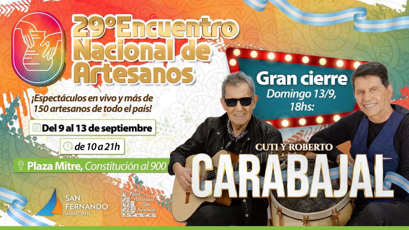 San Fernando recibirá al 29° Encuentro Nacional de Artesanos, con Cuti y Roberto Carabajal